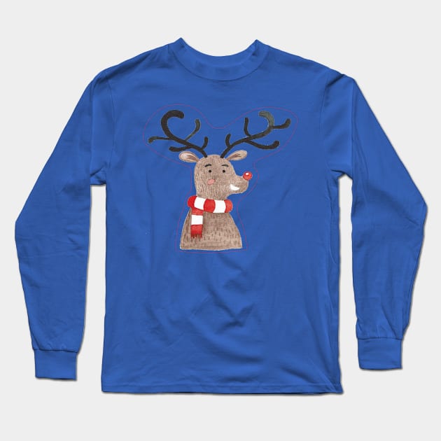 Rudolph watercolor Long Sleeve T-Shirt by holidaystore